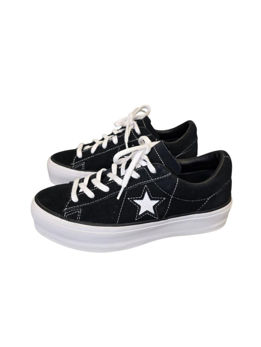 CONVERSE Women's 7 One Star Low Top Black Platform Suede Sneakers 563869C